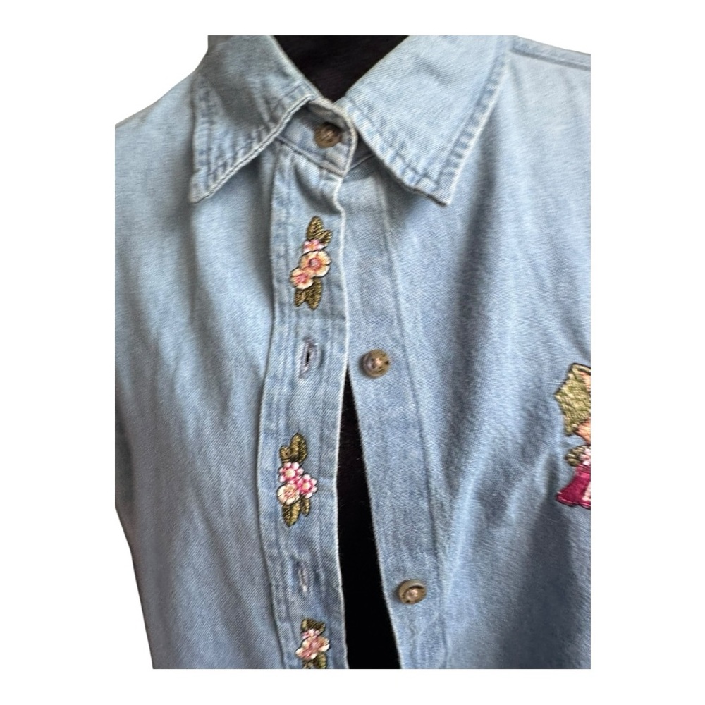 VTG Boyd’s BEARS denim button down w/floral-bear embroidery cottagecore sz 1X‎